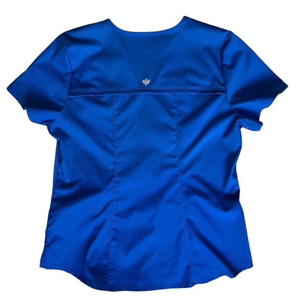 Cherokee LUXE Sports Mock Wrap Scrub Top Large Breathable Blue Medical Uniform - Picture 6 of 15